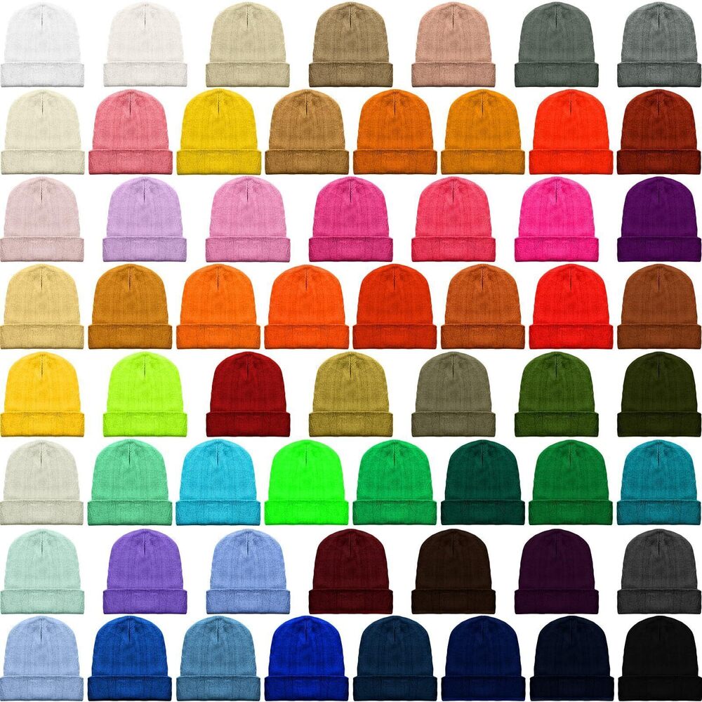 1965 60 Pcs Winter Beanie Hats Colorful Beanie for Adult Bulk Unisex Warm